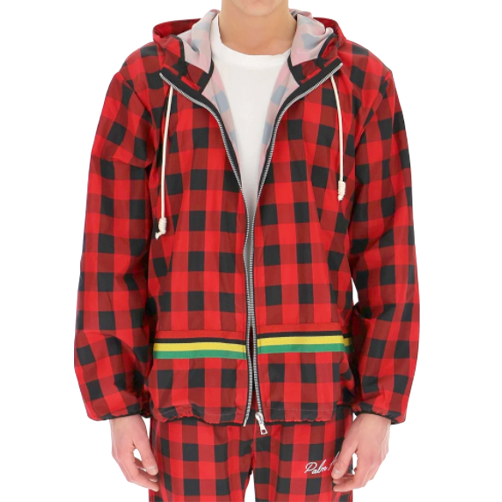 Palm Angels Men's Check Buffalo Windbreaker Jacket Red - Picture 2 of 3